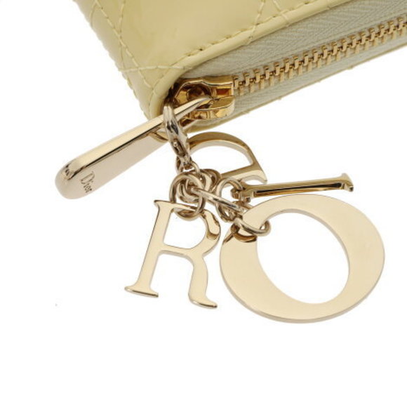 CHRISTIAN DIOR Lady Voyageur Pale Yellow Patent Calf Long Wallet - Picture 8 of 12
